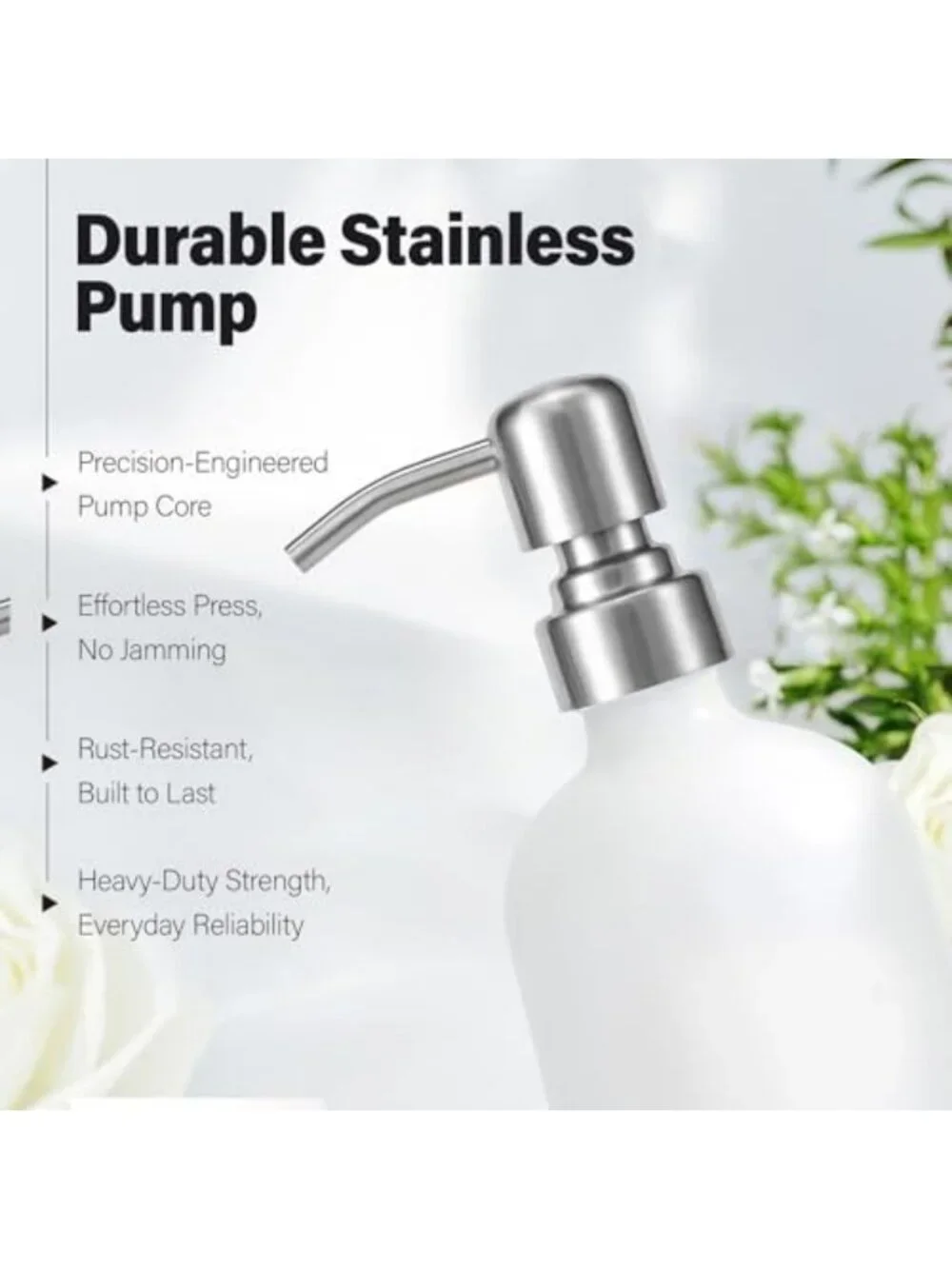 Elegant White Soap Dispenser Set for Bathroom - Stylish Silver & White Decor